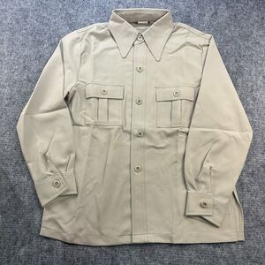 Vintage 70s Sears Kings Road Leisure Suit Top Men XL Tall Beige Butterfly Collar